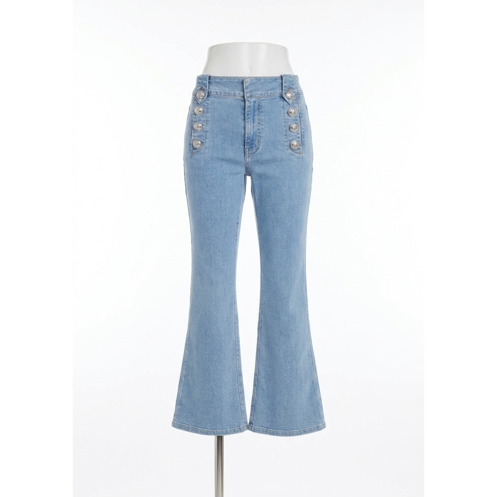 NEW DEREK LAM 10 CROSBY robertson high rise crop flare jeans in dover light